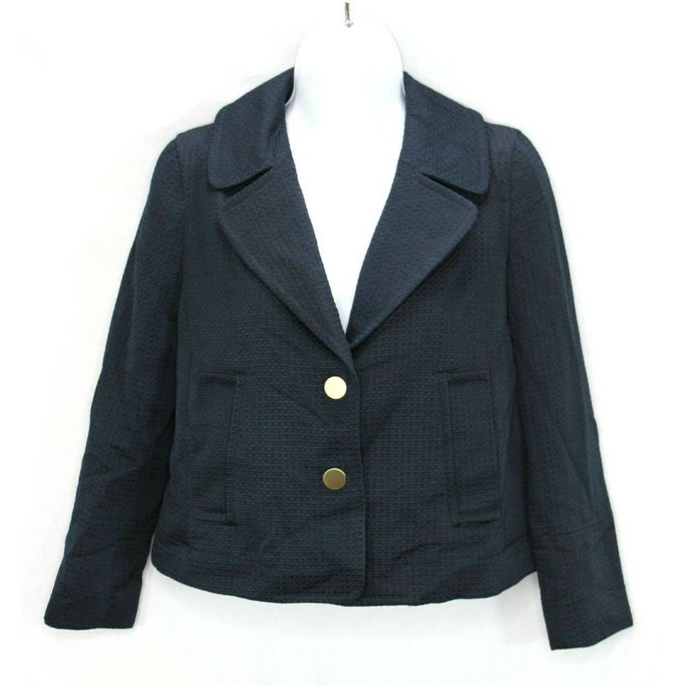 Liz Claiborne Petite XS Short Length Blazer Poly/Cotton Jacket Navy Blue NWT